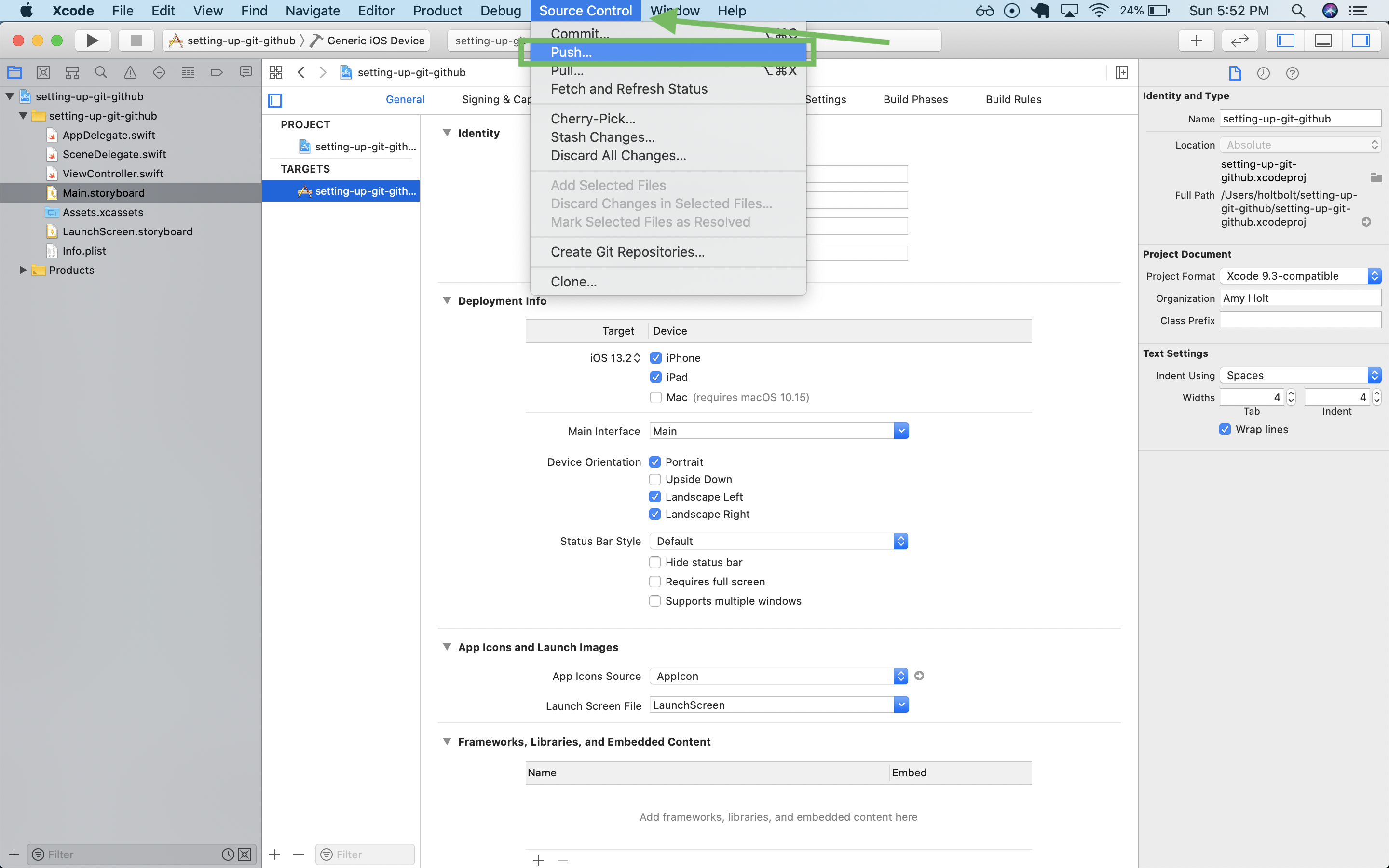 Screenshot illustrating directions above