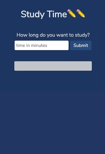 Screenshot of study timer, ticking each second